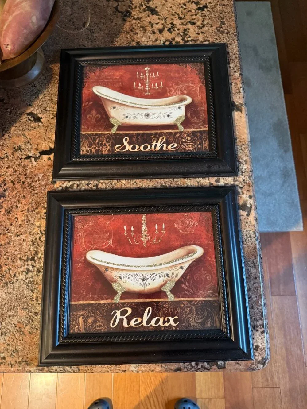 Bathroom Artwork Vintage Bath Tub Art Prints Soothe & Relax Spa Picture Set of 2